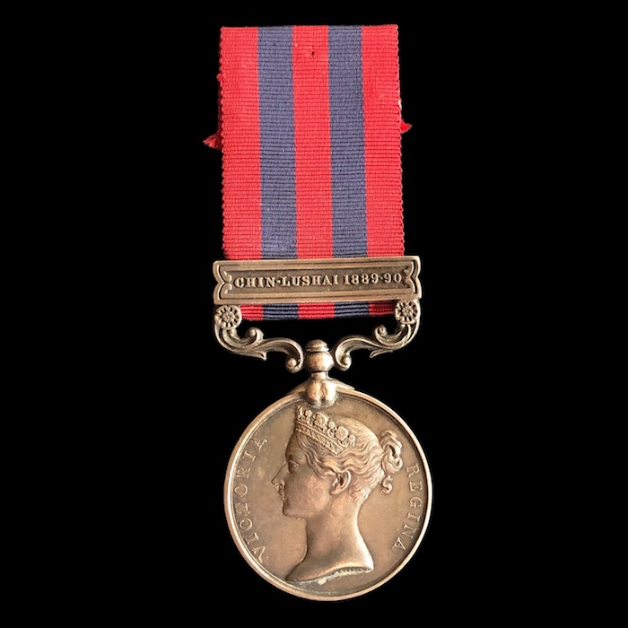 India General Service 1854, clasp, Chin-Lushai 1889-90 - 1st Battalion Kings Own Scottish Borderers.