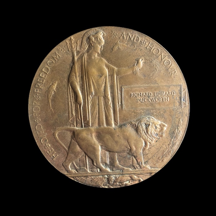 Memorial Plaque, Richard Edward Duckworth - 15th battalion Cheshire regiment.