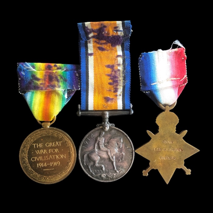 1914-15 trio, 9th battalion Essex regiment, Killed in Action 18th October 1915, Loos. - Image 2