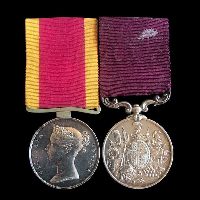 A Good China 1842 Long service pair - 26th Regiment (Cameronians)
