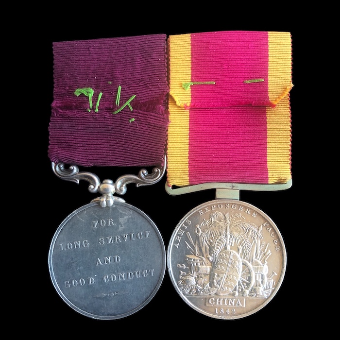 A Good China 1842 Long service pair - 26th Regiment (Cameronians) - Image 2