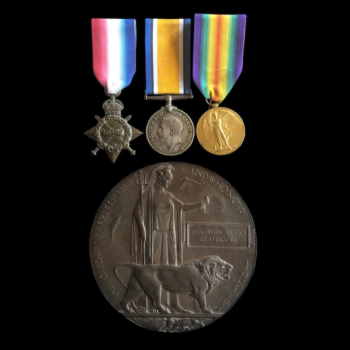 1914-15 trio and Plaque, 115 Bde, Royal Field Artillery, Died at Sea 16th November 1916 after being Wounded in Salonika.