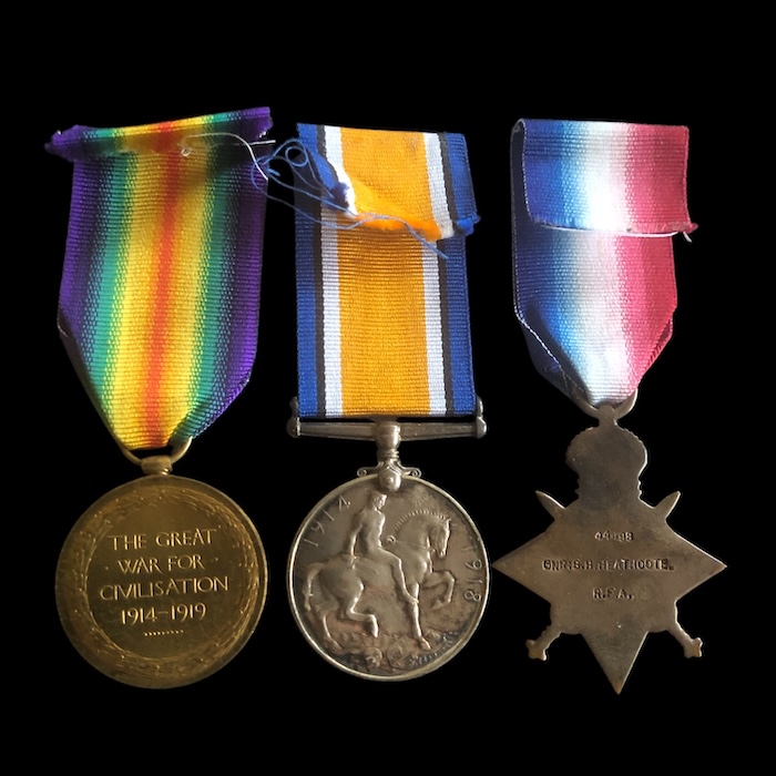 1914-15 trio and Plaque, 115 Bde, Royal Field Artillery, Died at Sea 16th November 1916 after being Wounded in Salonika. - Image 3